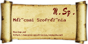 Mácsai Szofrónia névjegykártya